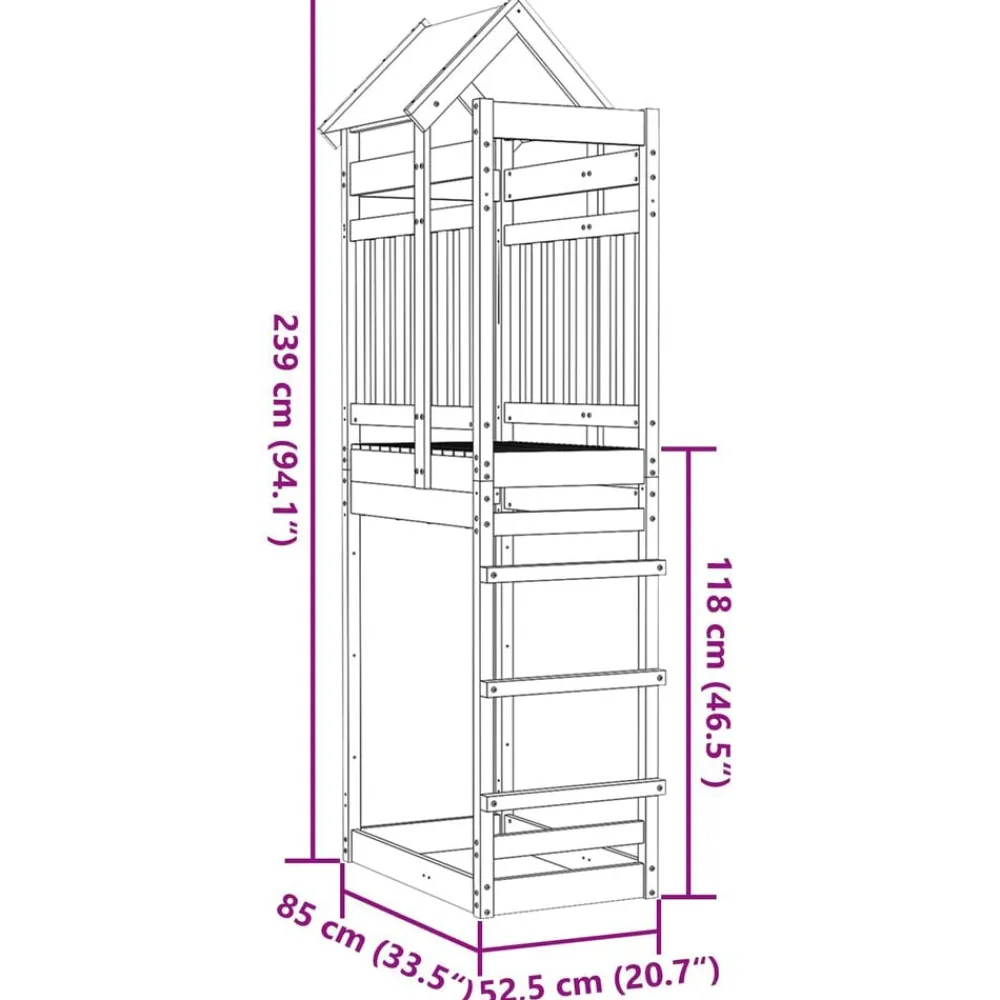 vidaXL Estructuras Para Juegos Al Aire Libre-Torre de Juego Marrón 52.5 x 85 x 239 cm Madera de pino macizo