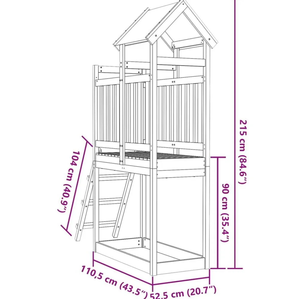 vidaXL Estructuras Para Juegos Al Aire Libre-Torre de Juego Marrón Madera de pino macizo
