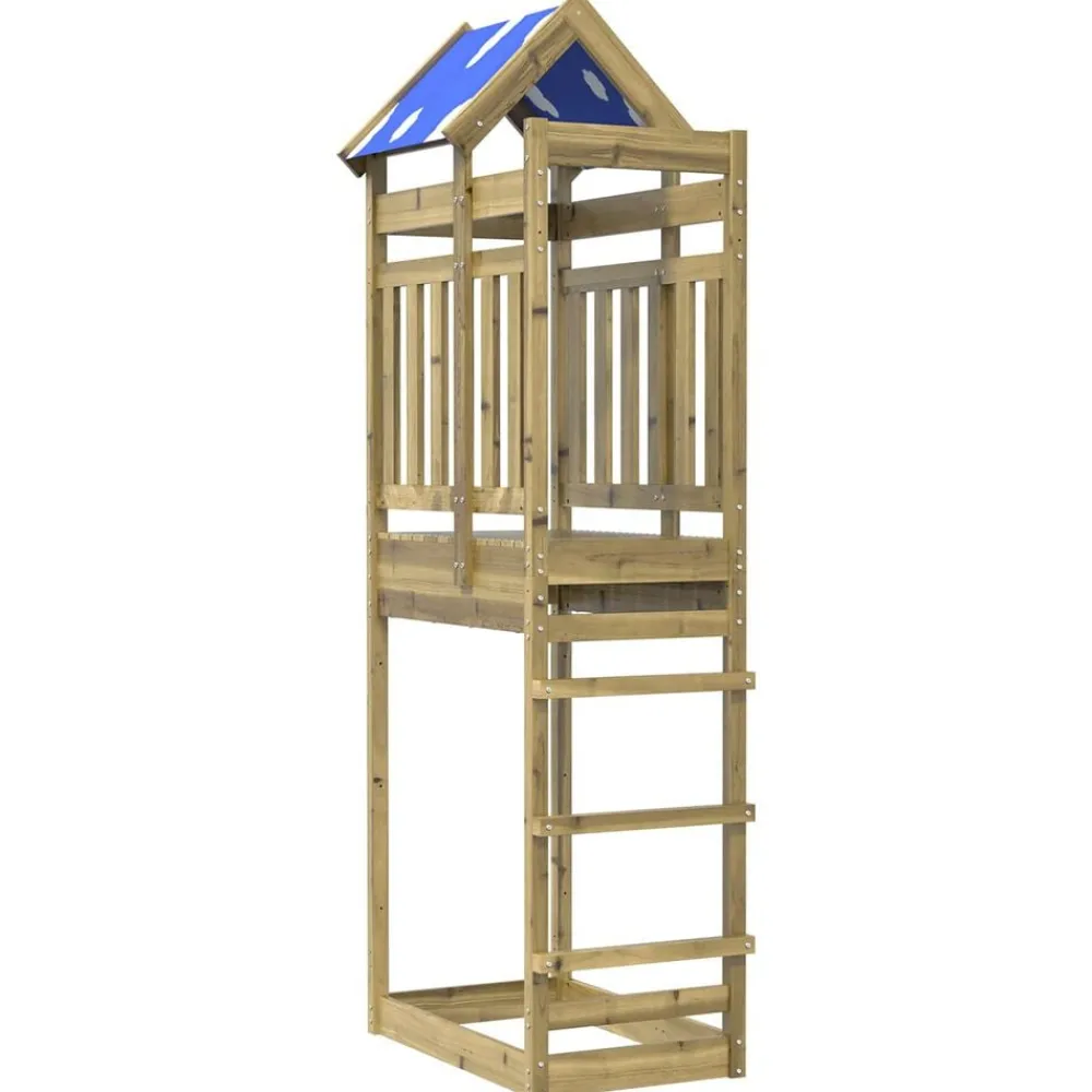 vidaXL Torre de Juego Marrón Madera Sólida Impregnada New