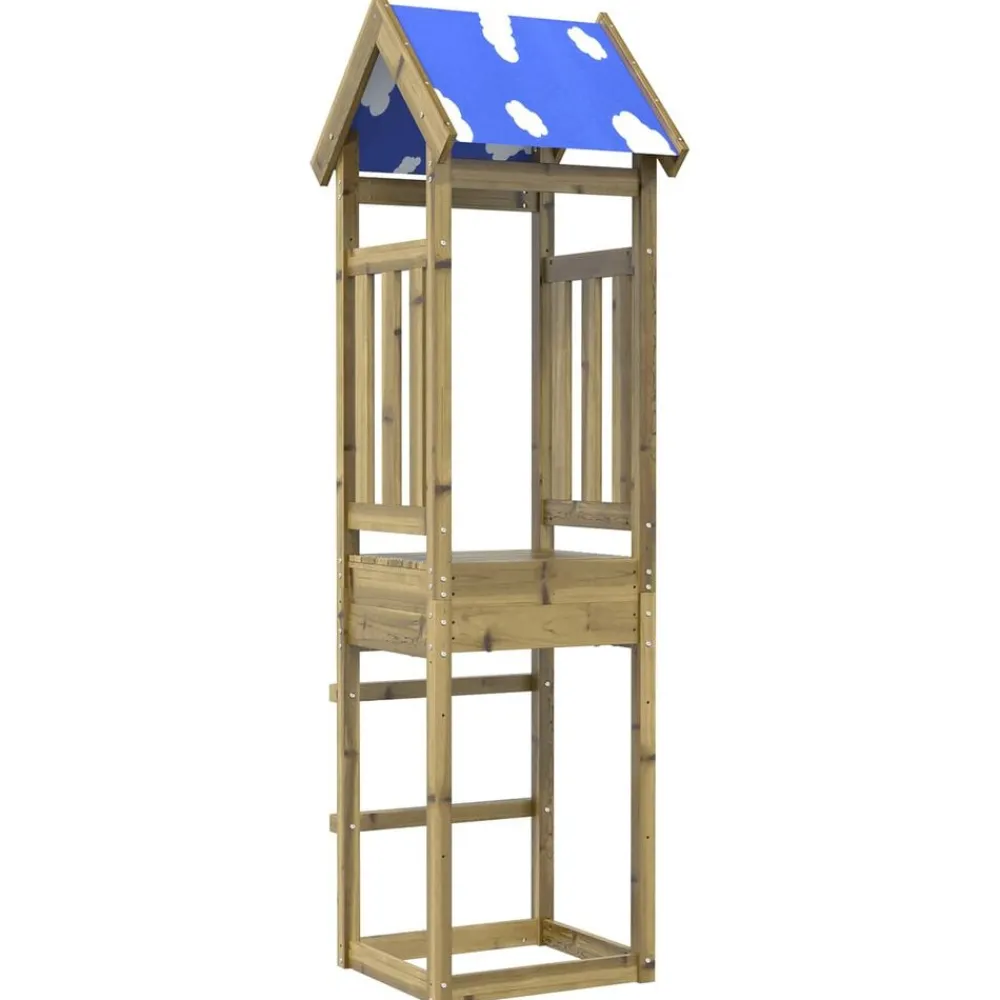 vidaXL Estructuras Para Juegos Al Aire Libre-Torre de Juego Marrón Madera Sólida Impregnada