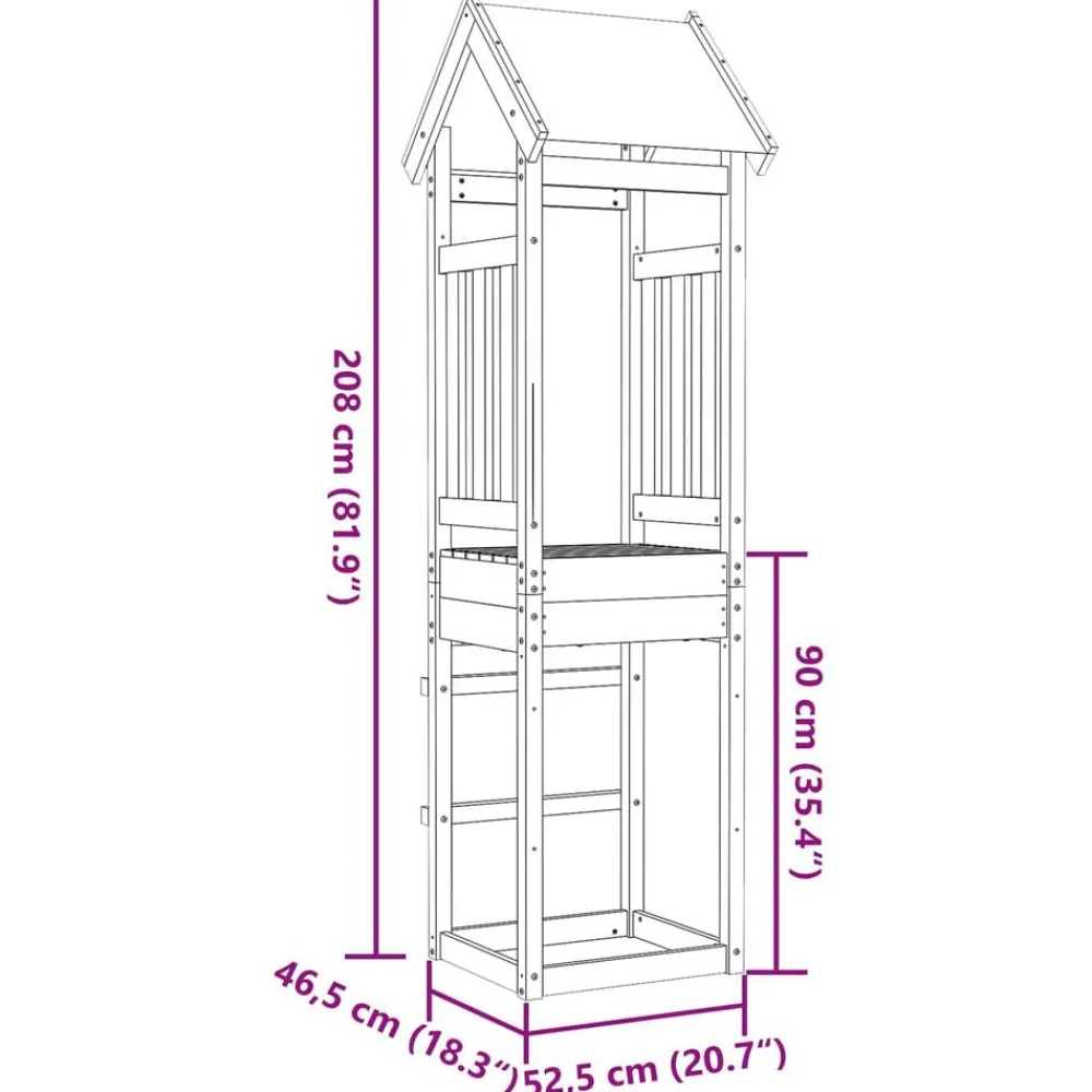 vidaXL Estructuras Para Juegos Al Aire Libre-Torre de Juego Marrón Madera Sólida Impregnada