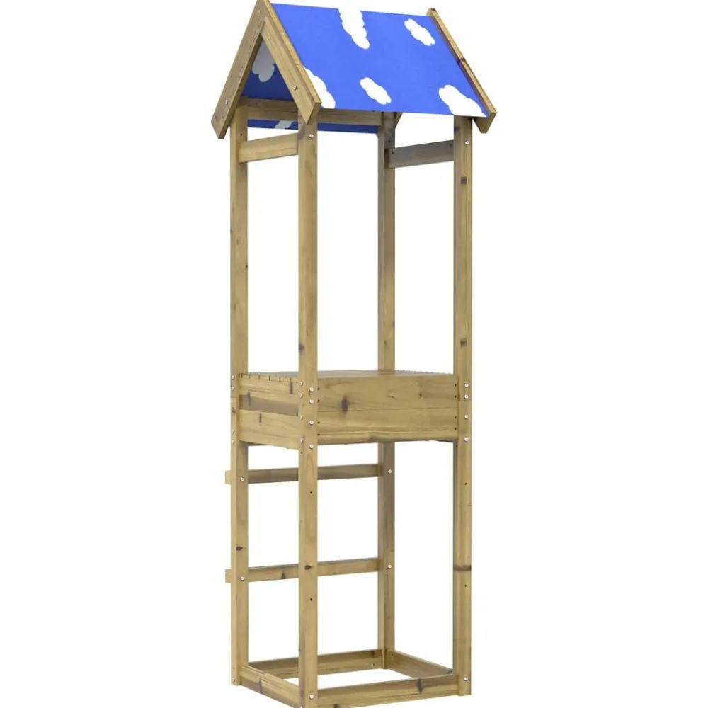 vidaXL Estructuras Para Juegos Al Aire Libre-Torre de Juego Marrón Madera Sólida Impregnada