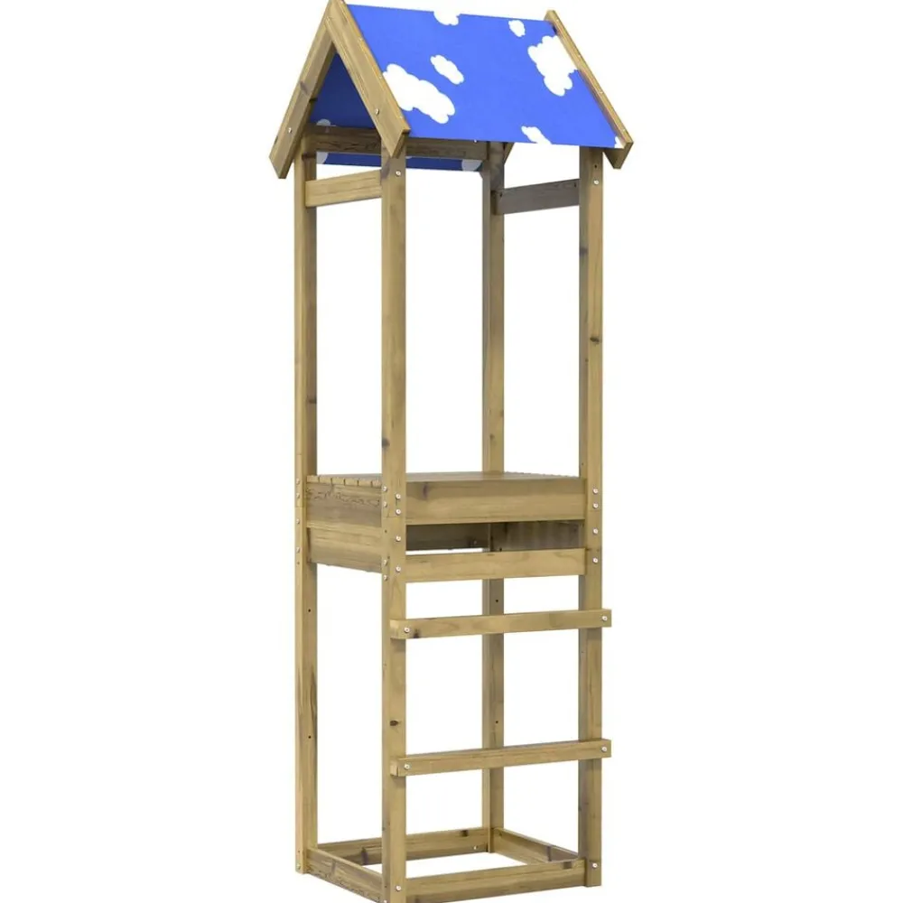 vidaXL Estructuras Para Juegos Al Aire Libre-Torre de Juego Marrón Madera Sólida Impregnada