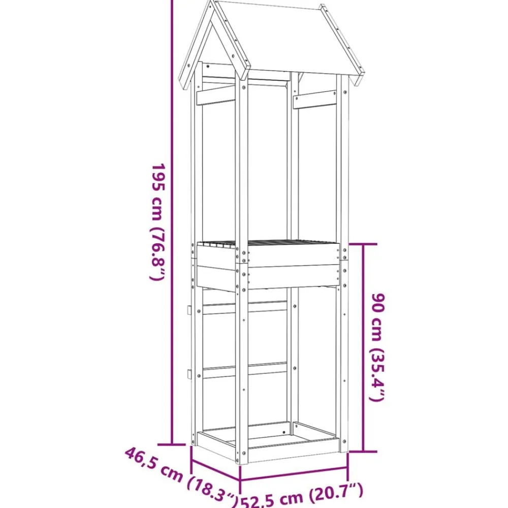 vidaXL Estructuras Para Juegos Al Aire Libre-Torre de Juego Marrón Madera Sólida Impregnada