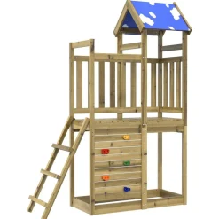 vidaXL Torre de Juego Marrón Madera Sólida Impregnada Discount