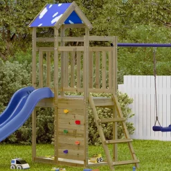 vidaXL Torre de Juego Marrón Madera Sólida Impregnada Discount