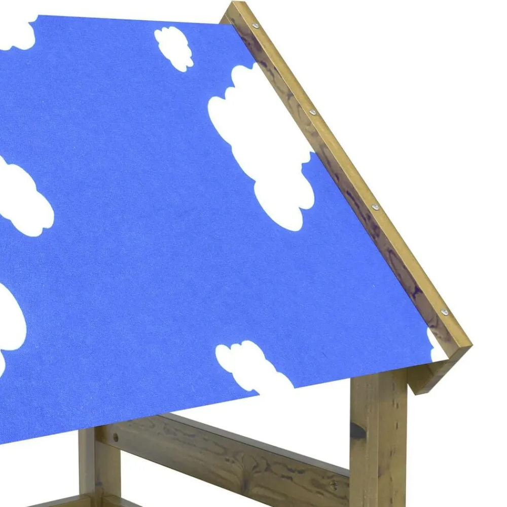vidaXL Torre de Juego Marrón Madera Sólida Impregnada Discount