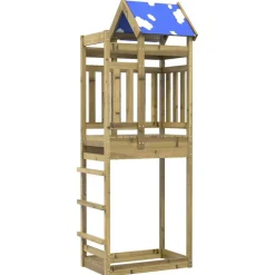vidaXL Estructuras Para Juegos Al Aire Libre-Torre de Juego Marrón Madera Sólida Impregnada