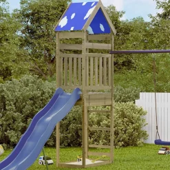 vidaXL Estructuras Para Juegos Al Aire Libre-Torre de Juego Marrón Madera Sólida Impregnada