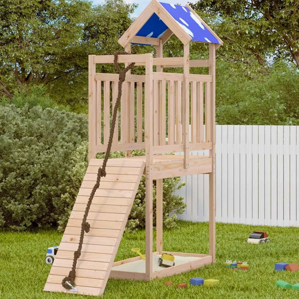vidaXL Estructuras Para Juegos Al Aire Libre-Torre de Juego Marrón Madera de pino macizo
