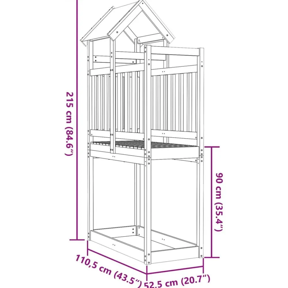 vidaXL Estructuras Para Juegos Al Aire Libre-Torre de Juego Marrón Madera de pino macizo