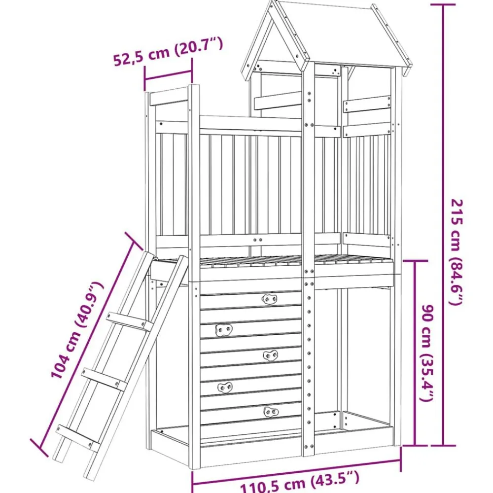 vidaXL Estructuras Para Juegos Al Aire Libre-Torre de Juego Marrón Madera Sólida de Douglas