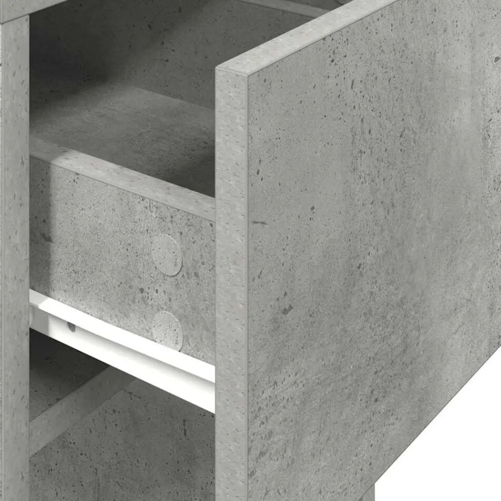 vidaXL Mobiliario De Oficina-Torre de ordenador con cajón gris cemento 30x44x74 cm