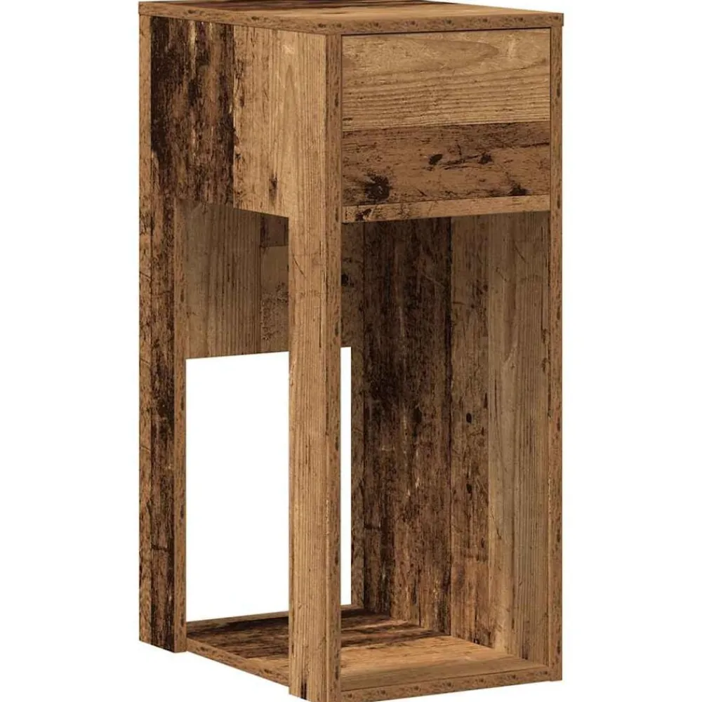 vidaXL Torre de ordenador con cajón madera vieja 30x44x74 cm Madera antigua Clearance