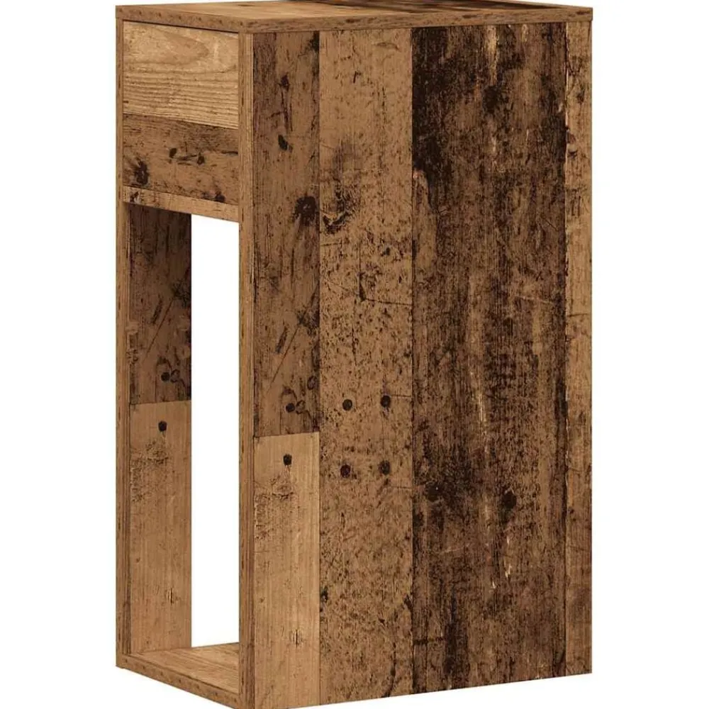 vidaXL Torre de ordenador con cajón madera vieja 30x44x74 cm Madera antigua Clearance