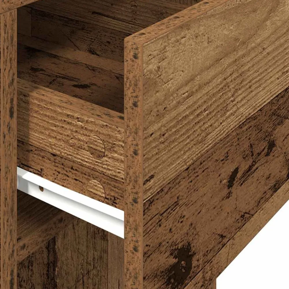 vidaXL Torre de ordenador con cajón madera vieja 30x44x74 cm Madera antigua Clearance