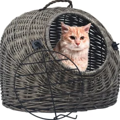 vidaXL Transportín para gatos sauce natural 45x35x35 cm Gris Online