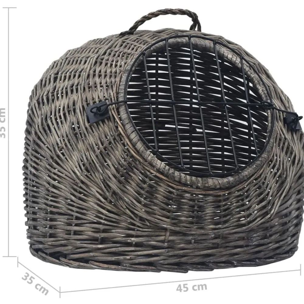 vidaXL Transportín para gatos sauce natural 45x35x35 cm Gris Online