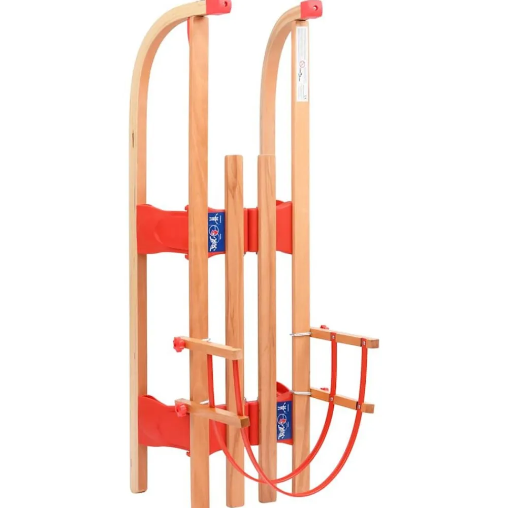 vidaXL Actividades Al Aire Libre-Trineo de nieve plegable con respaldo madera 119 cm
