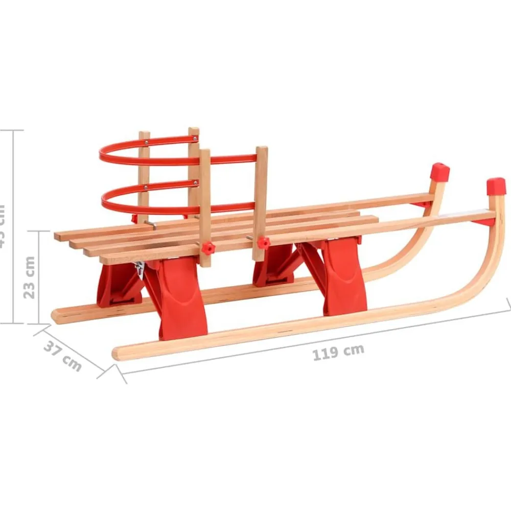 vidaXL Actividades Al Aire Libre-Trineo de nieve plegable con respaldo madera 119 cm