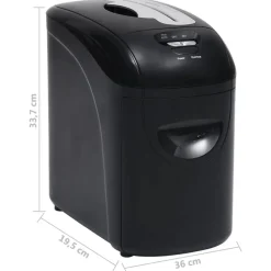 vidaXL Material De Oficina-Trituradora de papel 10 hojas microcorte negra