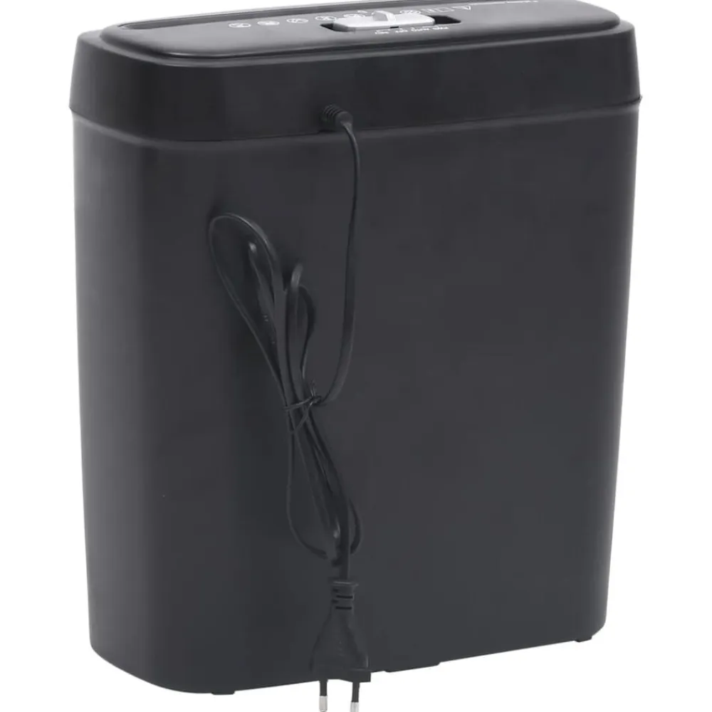 vidaXL Material De Oficina-Trituradora de papel cortadas en tiras 6 hojas negro