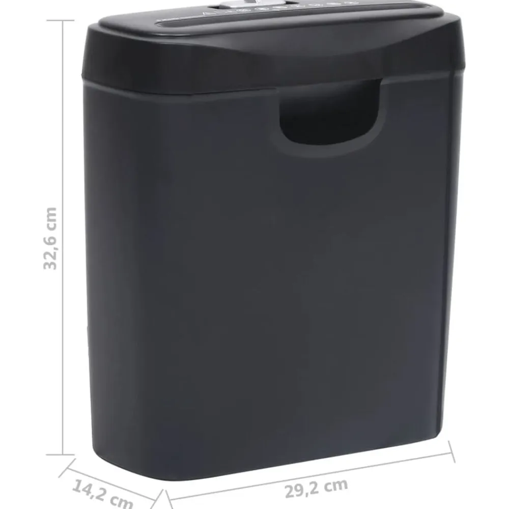 vidaXL Material De Oficina-Trituradora de papel cortadas en tiras 6 hojas negro