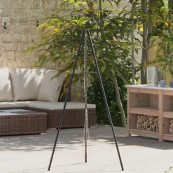 vidaXL Cocina Y Comedor-Trípode para Fogata Negro 92 x 92 x 151,5 cm Acero