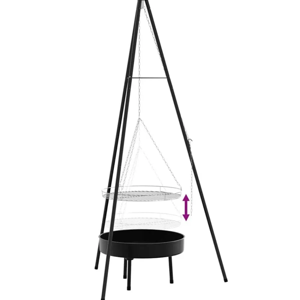 vidaXL Trípode para Fogata 3 pcs Negro Acero Online