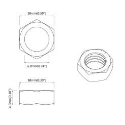 vidaXL Tuerca 2 pcs Plateado M6 x 10 mm Hierro Clearance