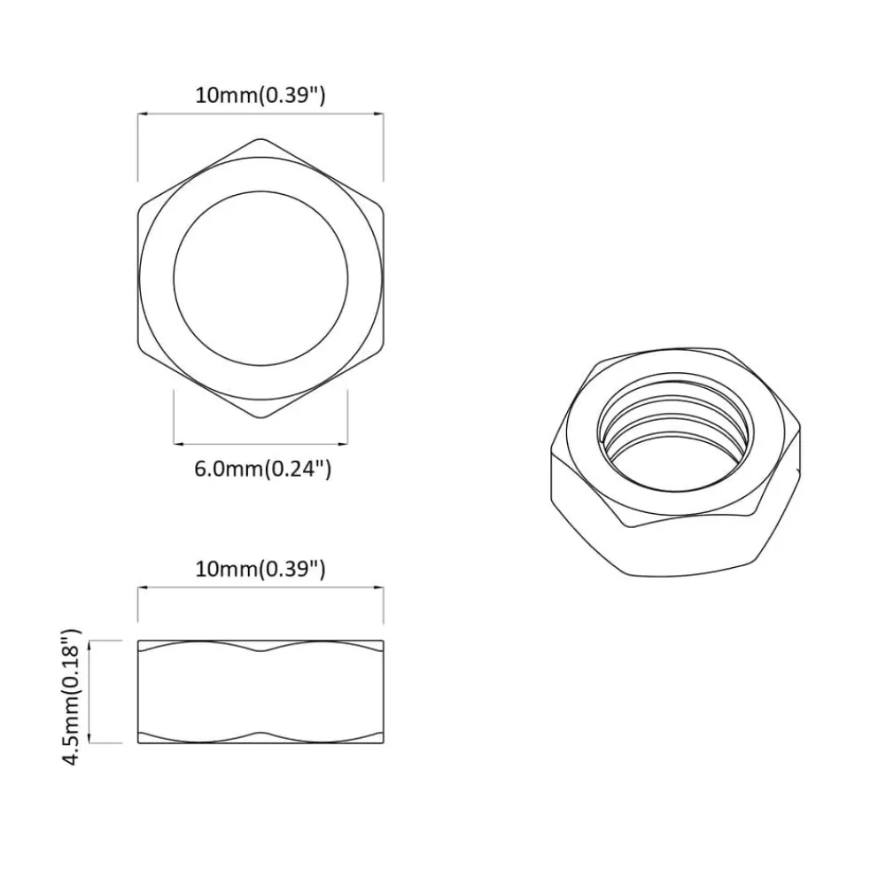 vidaXL Tuerca 2 pcs Plateado M6 x 10 mm Hierro Clearance