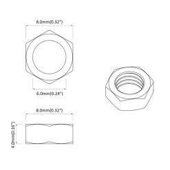 vidaXL Accesorios De Bricolaje-Tuerca Hexagonal 2 pcs Plateado M6 Metal