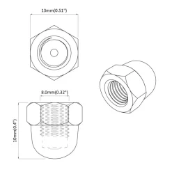 vidaXL Accesorios De Bricolaje-Tuercas Acorn Hexagonales 2 pcs Plateado m8 Metal
