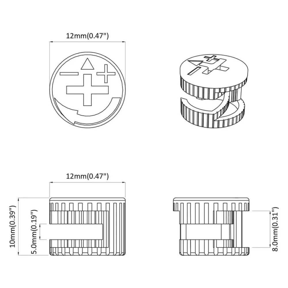 vidaXL Accesorios De Bricolaje-Tuercas de bloqueo de perno 2 pcs Plateado 12 x 10 mm Metal