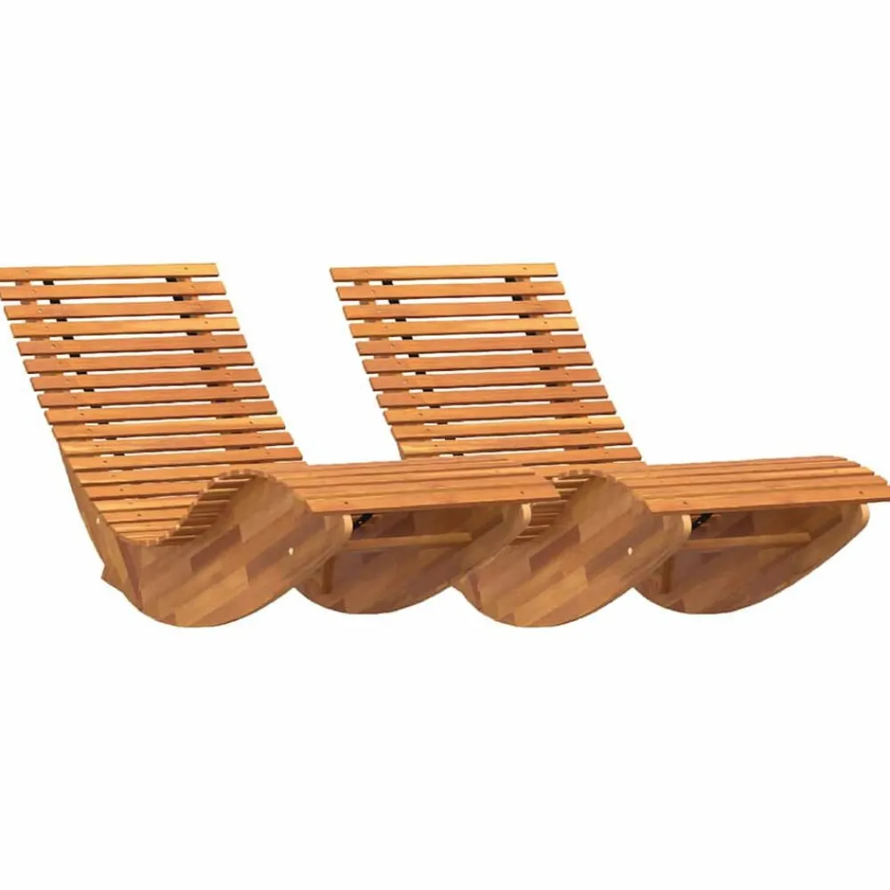 vidaXL Tumbona 2 pcs Marrón 154 x 60 x 74 cm Madera de Acacia Sólida Discount
