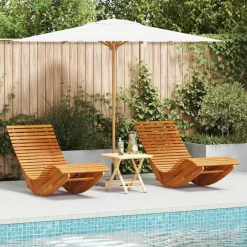 vidaXL Tumbona 2 pcs Marrón 154 x 60 x 74 cm Madera de Acacia Sólida Discount