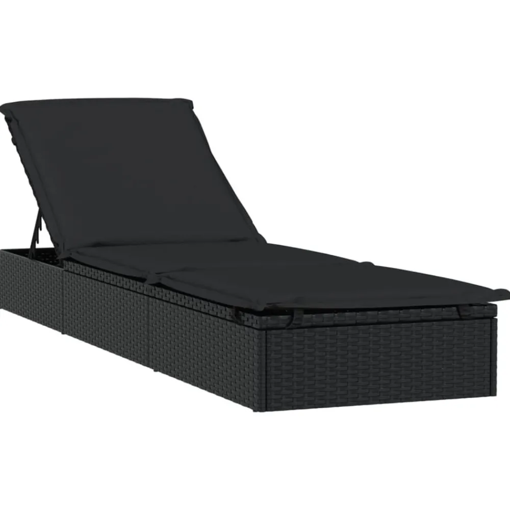 vidaXL Muebles De Jardín-Tumbona 1 ud con cojín ratán sintético 201x55x62 cm