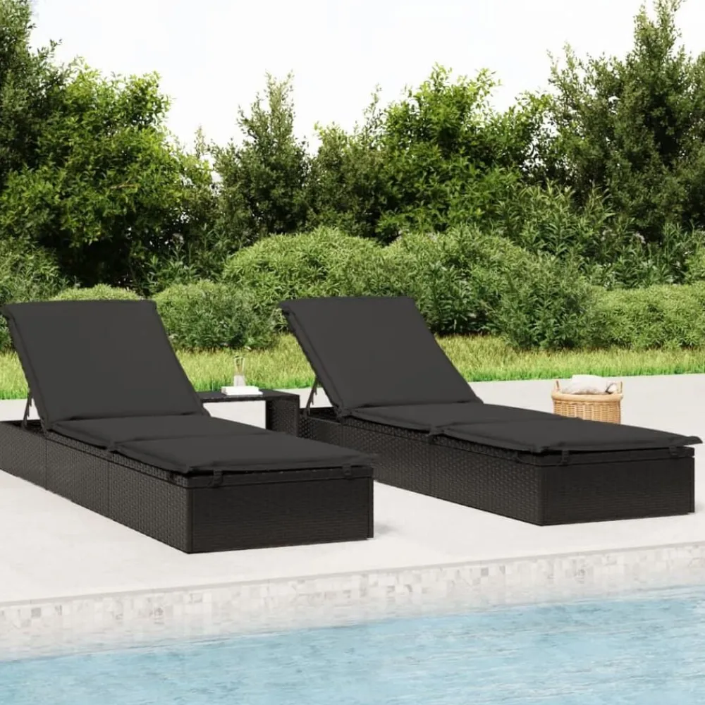 vidaXL Muebles De Jardín-Tumbona 1 ud con cojín ratán sintético 201x55x62 cm