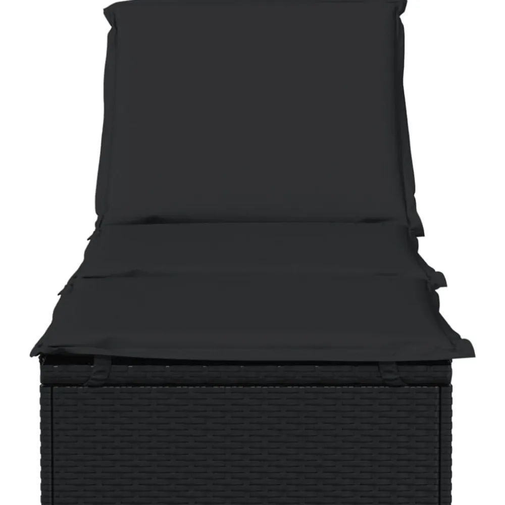 vidaXL Muebles De Jardín-Tumbona 1 ud con cojín ratán sintético 201x55x62 cm
