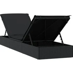 vidaXL Muebles De Jardín-Tumbona 1 ud con cojín ratán sintético 201x55x62 cm