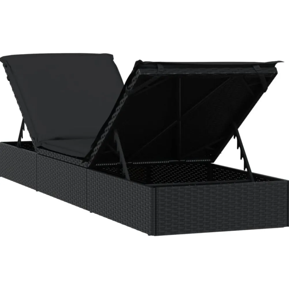vidaXL Muebles De Jardín-Tumbona 1 ud con cojín ratán sintético 201x55x62 cm