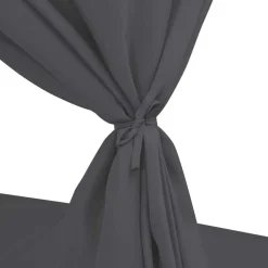 vidaXL Muebles De Jardín-Tumbona cama con cortinas de ratán sintético gris