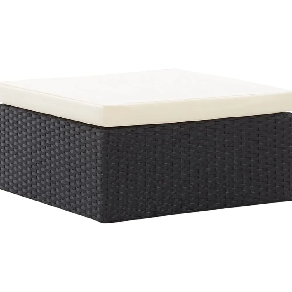 vidaXL Tumbona cama jardín techo ratán sintético Negro New