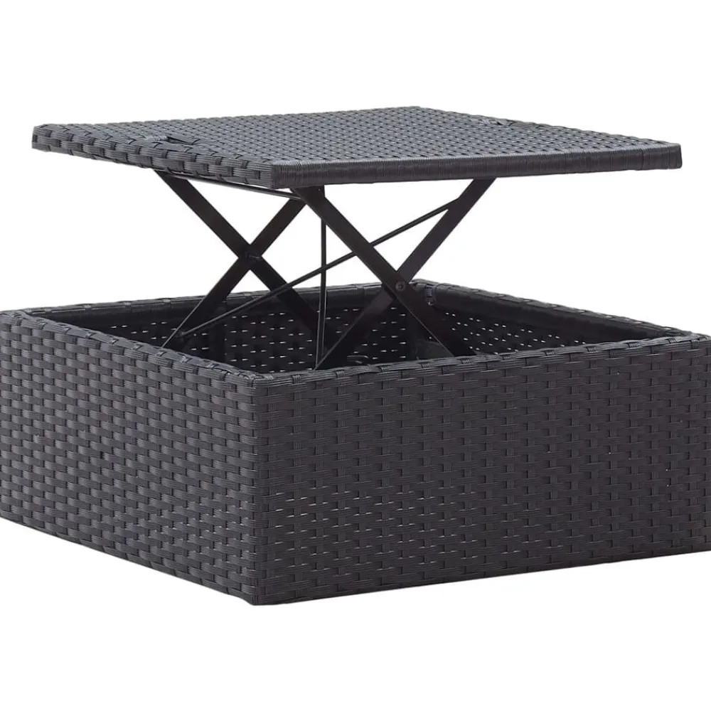 vidaXL Tumbona cama jardín techo ratán sintético Negro New