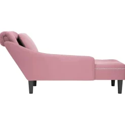 vidaXL Tumbona con almohada y reposabrazo derecho terciopelo Rosa