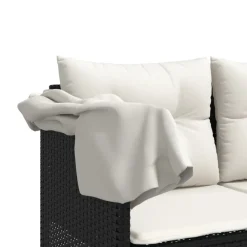 vidaXL Muebles De Jardín-Tumbona con capota y cojines ratán sintético negro