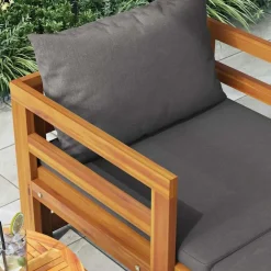 vidaXL Tumbona con cojines madera maciza de acacia Gris oscuro Clearance