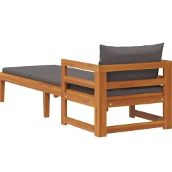 vidaXL Tumbona con cojines madera maciza de acacia Gris oscuro Clearance