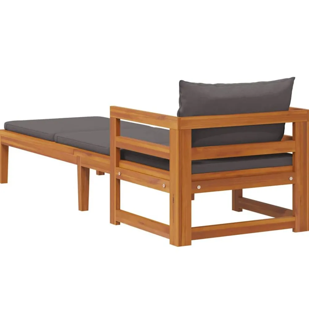 vidaXL Tumbona con cojines madera maciza de acacia Gris oscuro Clearance