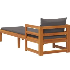 vidaXL Tumbona con cojines madera maciza de acacia Gris oscuro Clearance